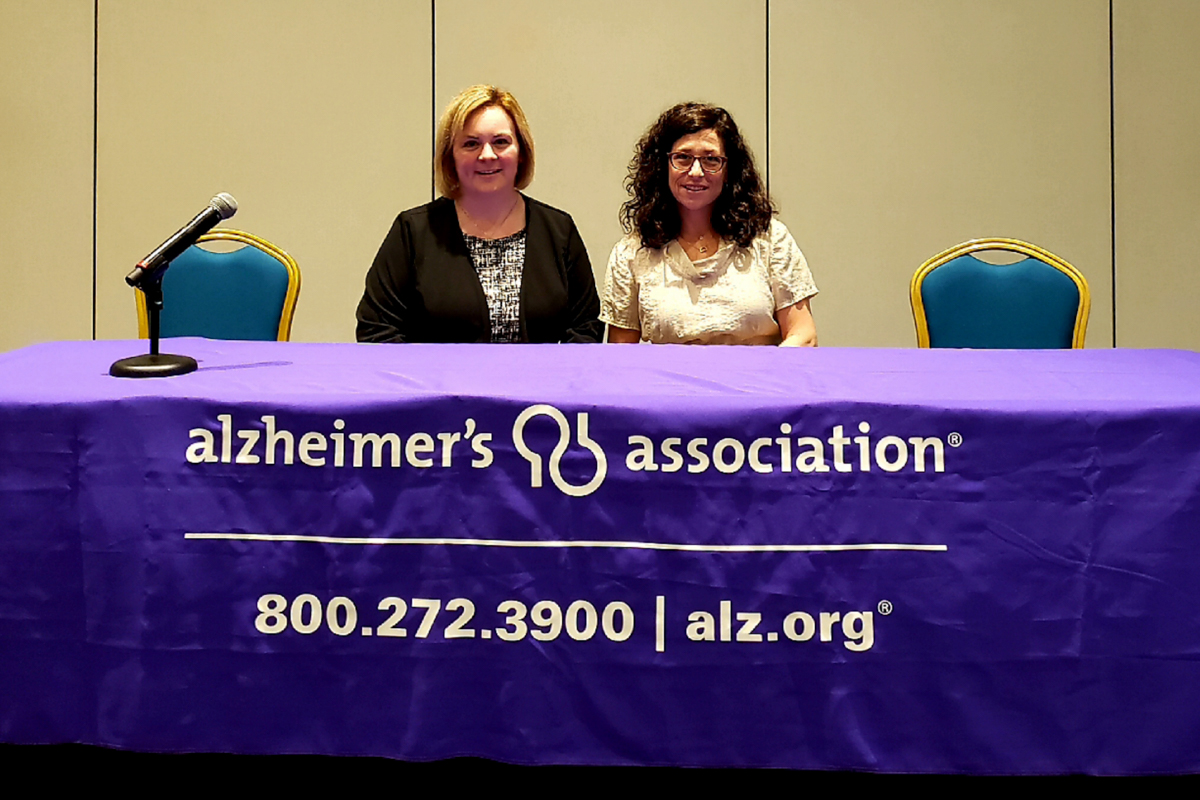 Anneliese Perry, MS, NHA, CECM and Stacie
Bonenberger, MOT, OTR/L at the Alzheimer’s
Association Spring Education Conference on May 30.