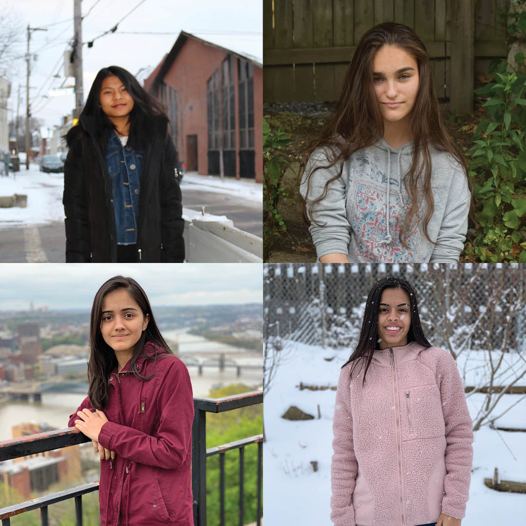 Four teen girl interns are pictured in a collage