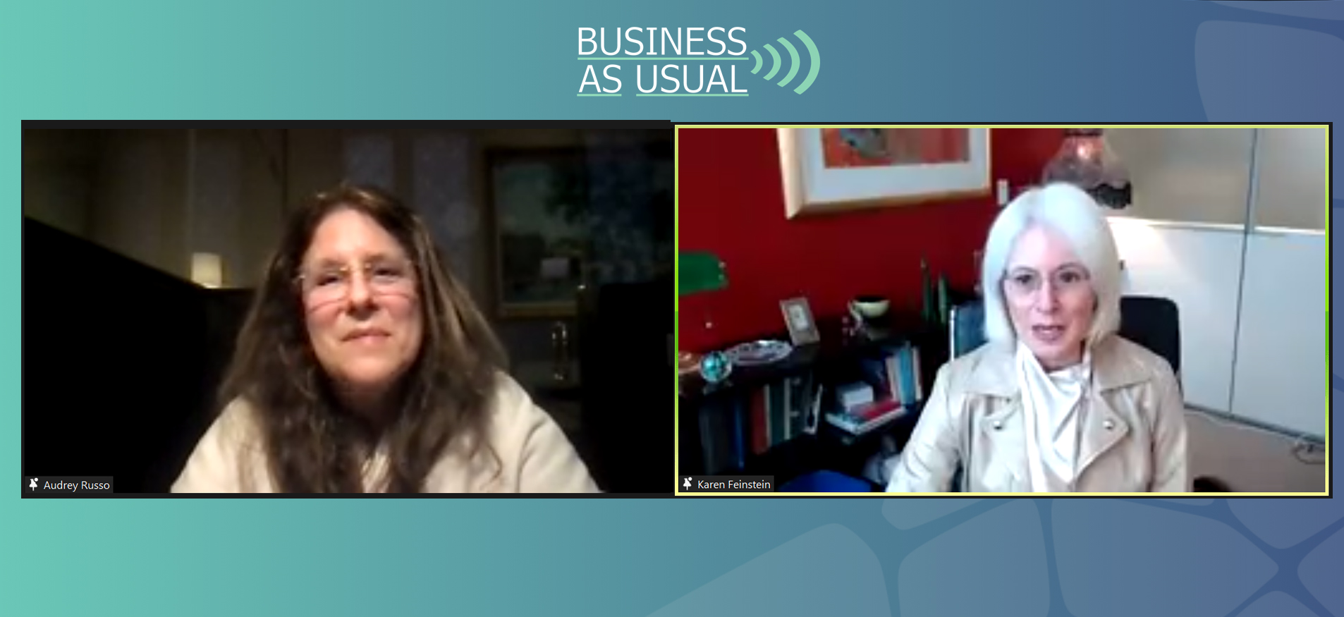 Audrey Russo and Karen Feinstein discuss JHF’s work during the Business as Usual webinar.