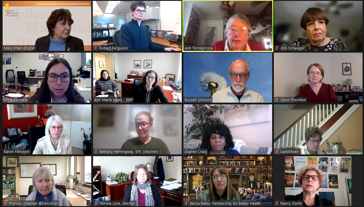 Zoom screenshot of PHFC members attending the virtual conference.