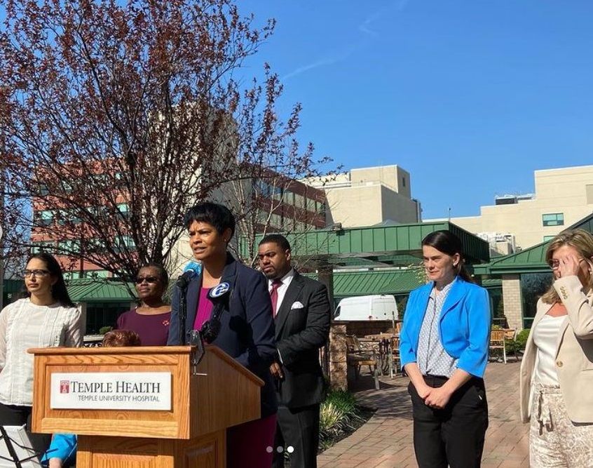 State Rep. Morgan Cephas spoke during a press conference at Temple University’s new Hospital for Women’s Health in Philadelphia